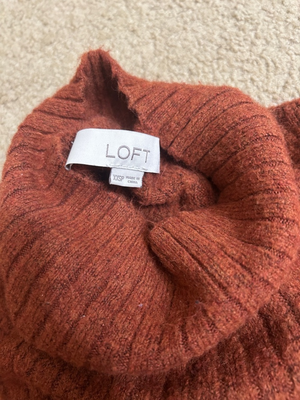 Loft Ribbed Mock Neck Sweater - Rust - Picture 4 of 4